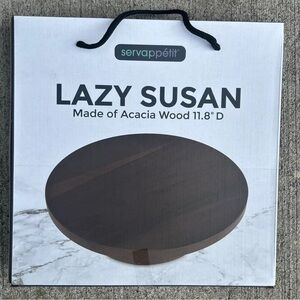 NEW Servappetit Lazy Susan Made of Acacia Wood 11.8" Turntable Round Brown